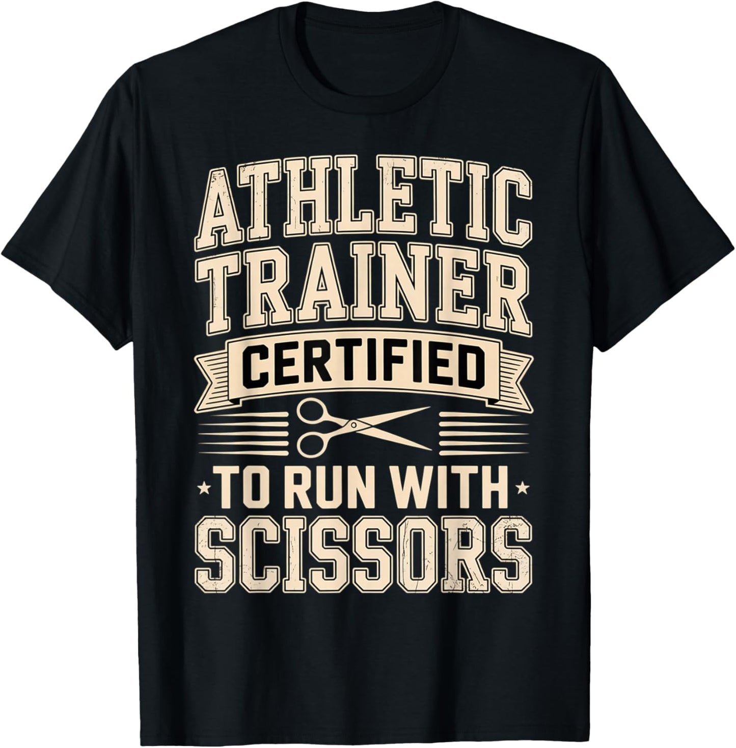Athletic Trainer Funny Run with Scissors Graduation 2026 T-Shirt - T-Shirt | Black