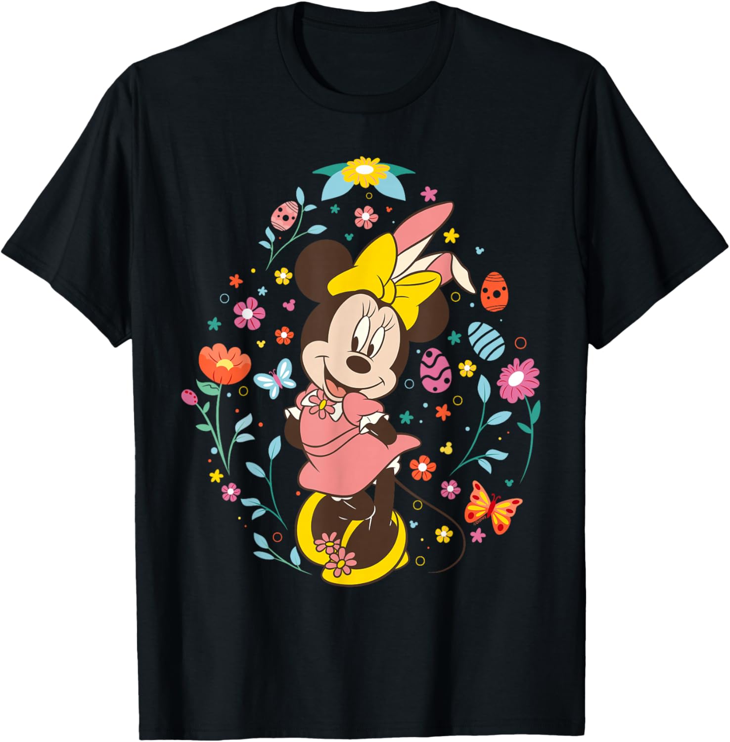 Disney Minnie Mouse with Bunny Ears and Easter Egg Spring T-Shirt - T-Shirt | Black