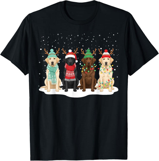 Black Lab Labrador Dog Christmas Crew Matching Family Xmas T-Shirt - T-Shirt | Black
