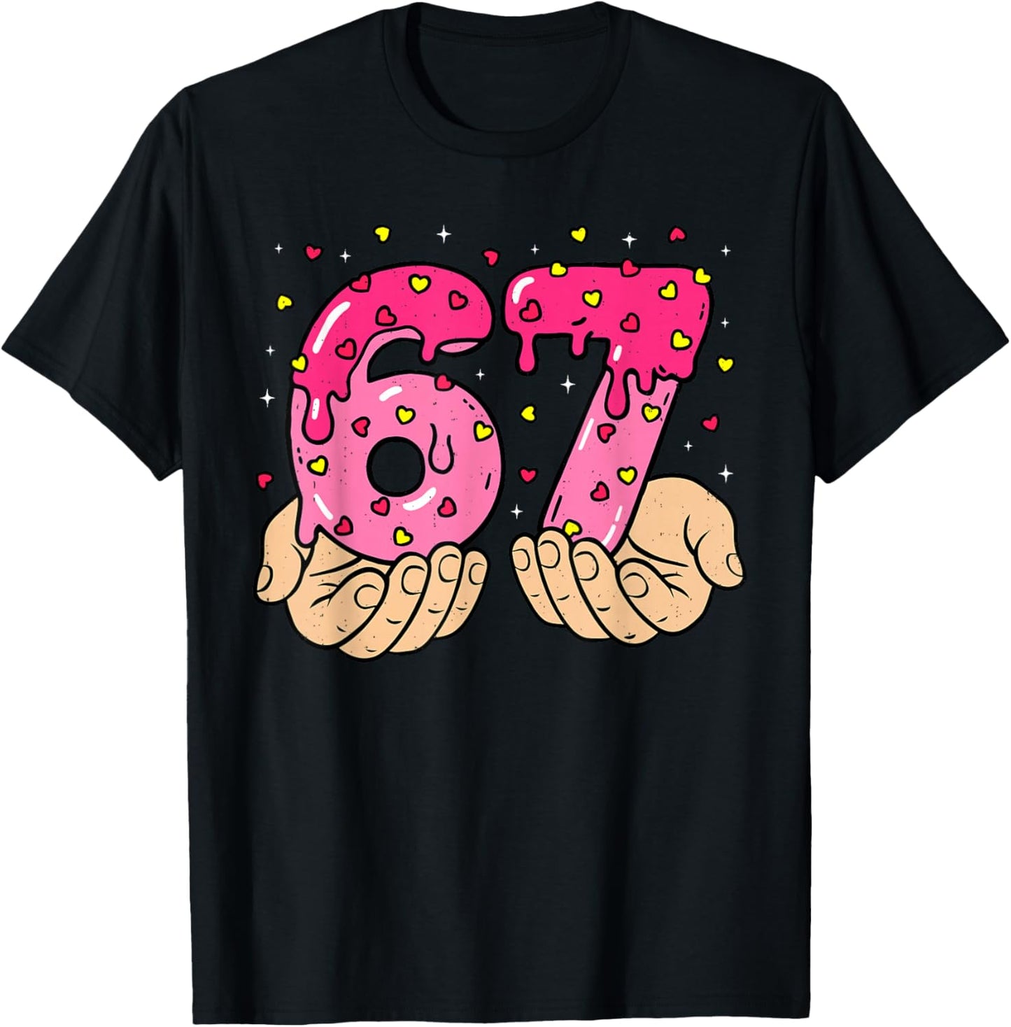 Funny 6 7 Meme Heart Gen Alpha Six Seven 67 Valentine’s Day T-Shirt - T-Shirt | Black