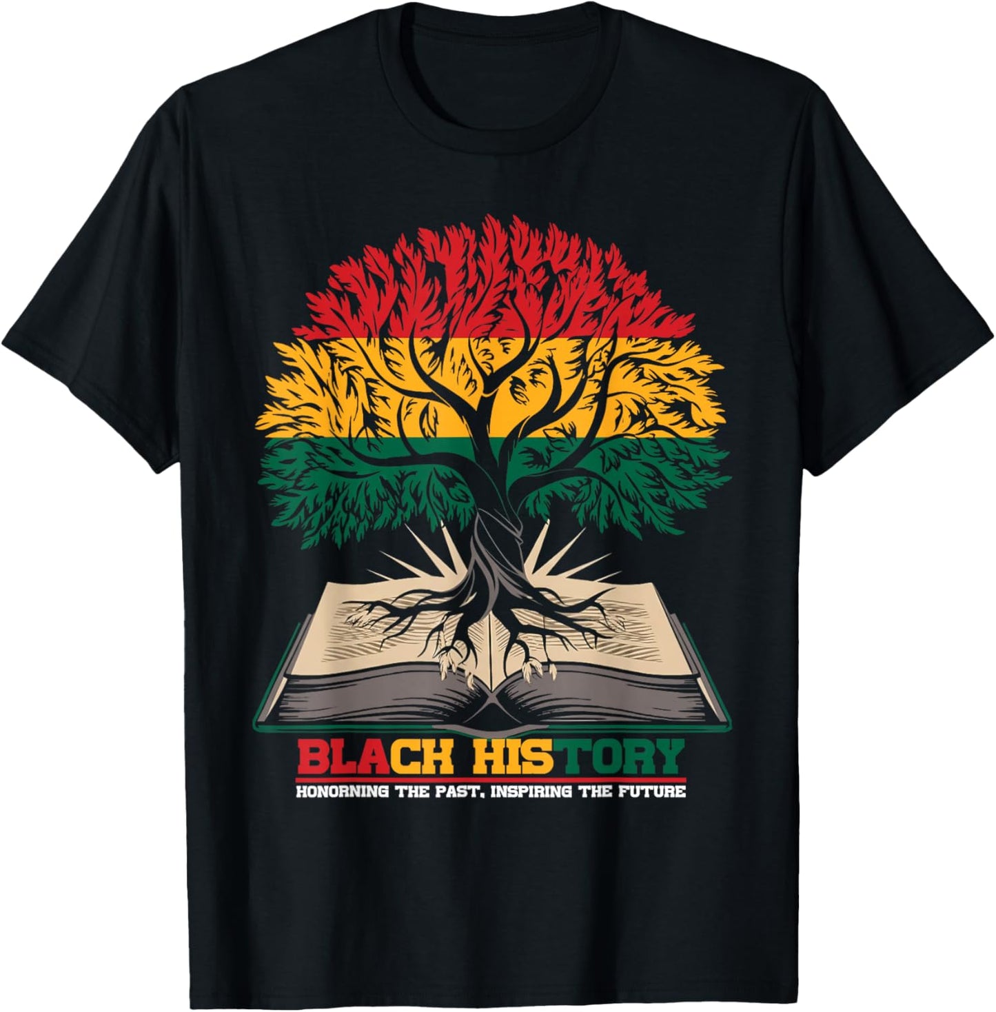Retro Book and Tree Black History Month HBCU Educated T-Shirt - T-Shirt | Black