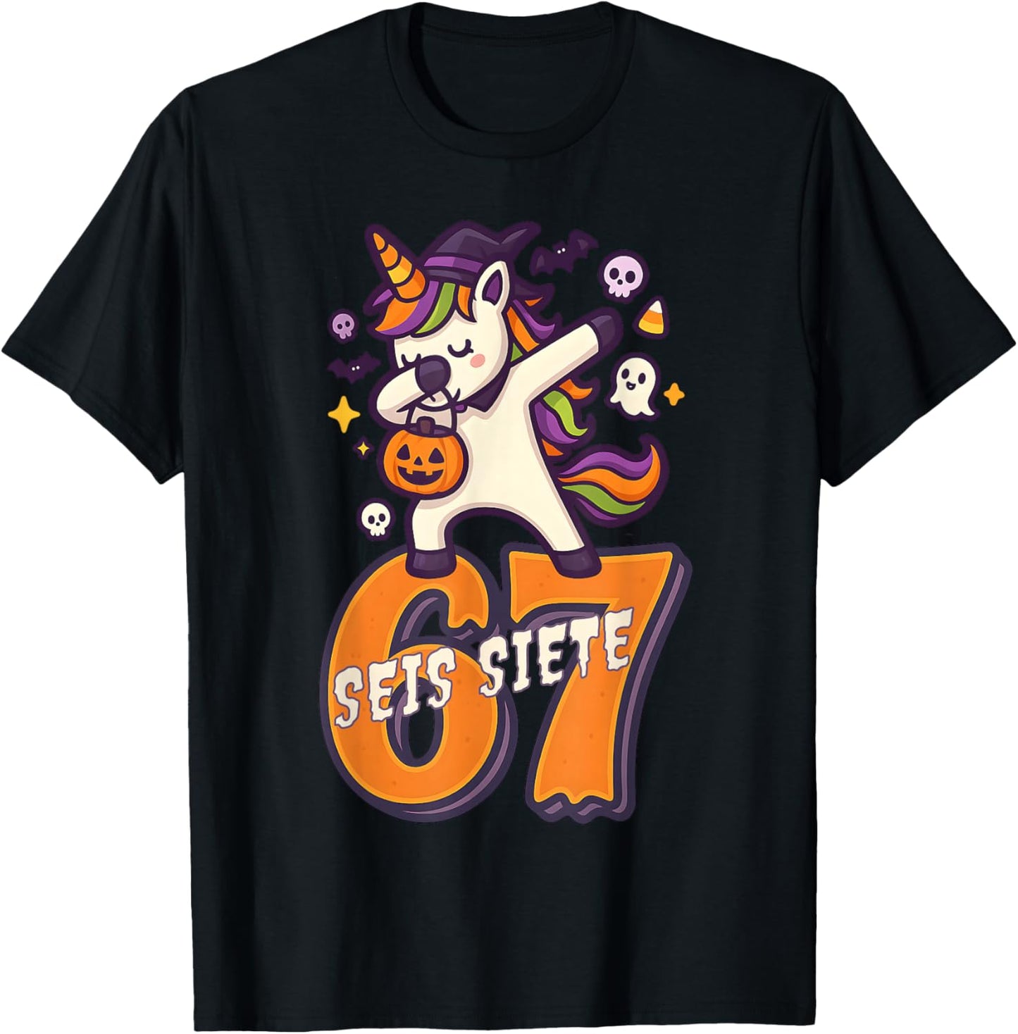SEIS Siete Spanish Halloween 67 Boys Kids Six Seven Espanol T-Shirt - T-Shirt | Black