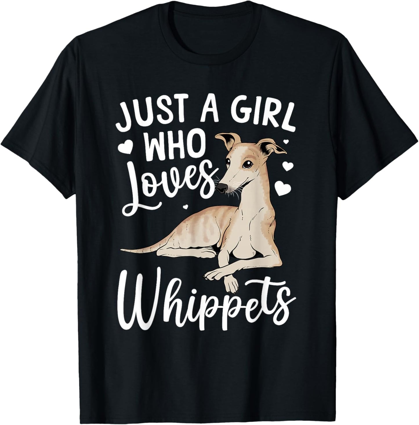 Funny Whippet Art Girls Whippet Dog Lover Whippet T-Shirt - T-Shirt | Black