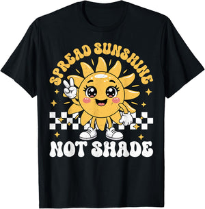 Spread Sunshine Not Shade Cute Retro Kindness Positivity T-Shirt - T-Shirt | Black