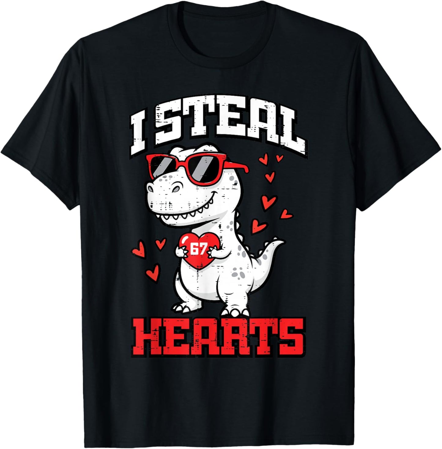 I Steal Hearts Dino Trex Cute Toddler Boys Kids Youth T-Shirt - T-Shirt | Black