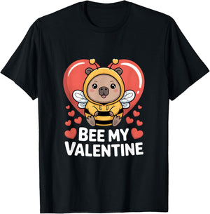 Love Bear Bee Heart Bee My Valentine Motif T-Shirt - T-Shirt | Black