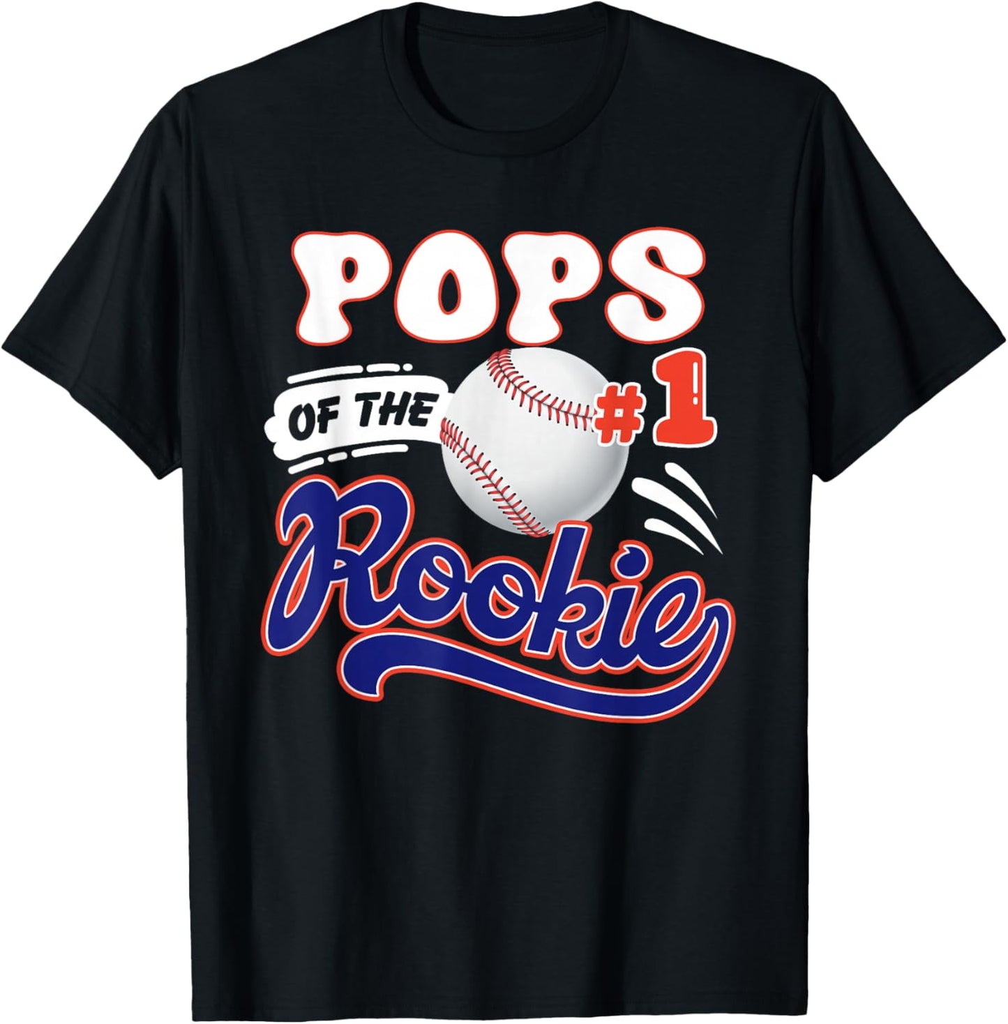 Pops Rookie of Year 1st Birthday Baseball Theme Matching T-Shirt - T-Shirt | Black