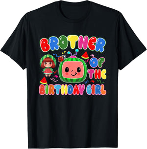 Brother of The Birthday Girl Melon Family Matching Funny T-Shirt - T-Shirt | Black