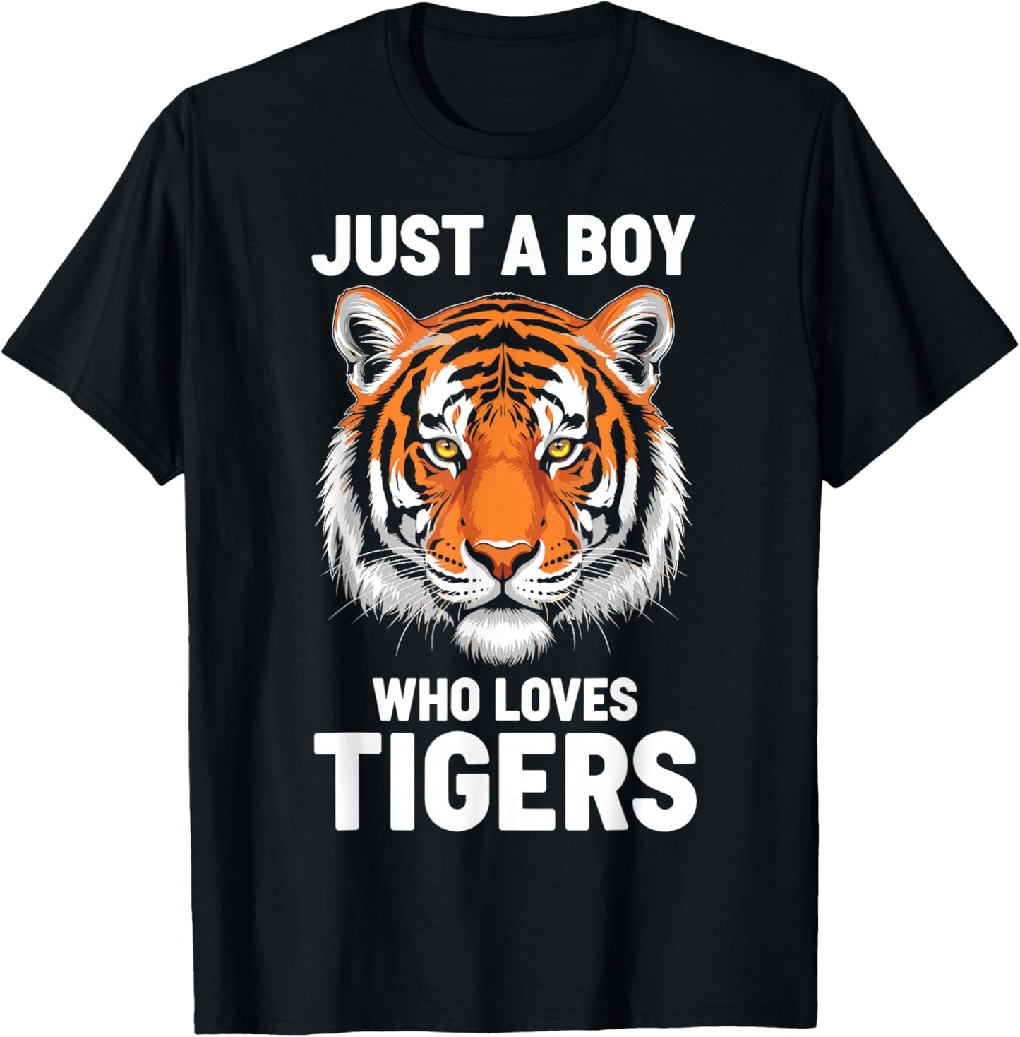 Just a Boy Who Loves Tigers T-Shirt - T-Shirt | Black