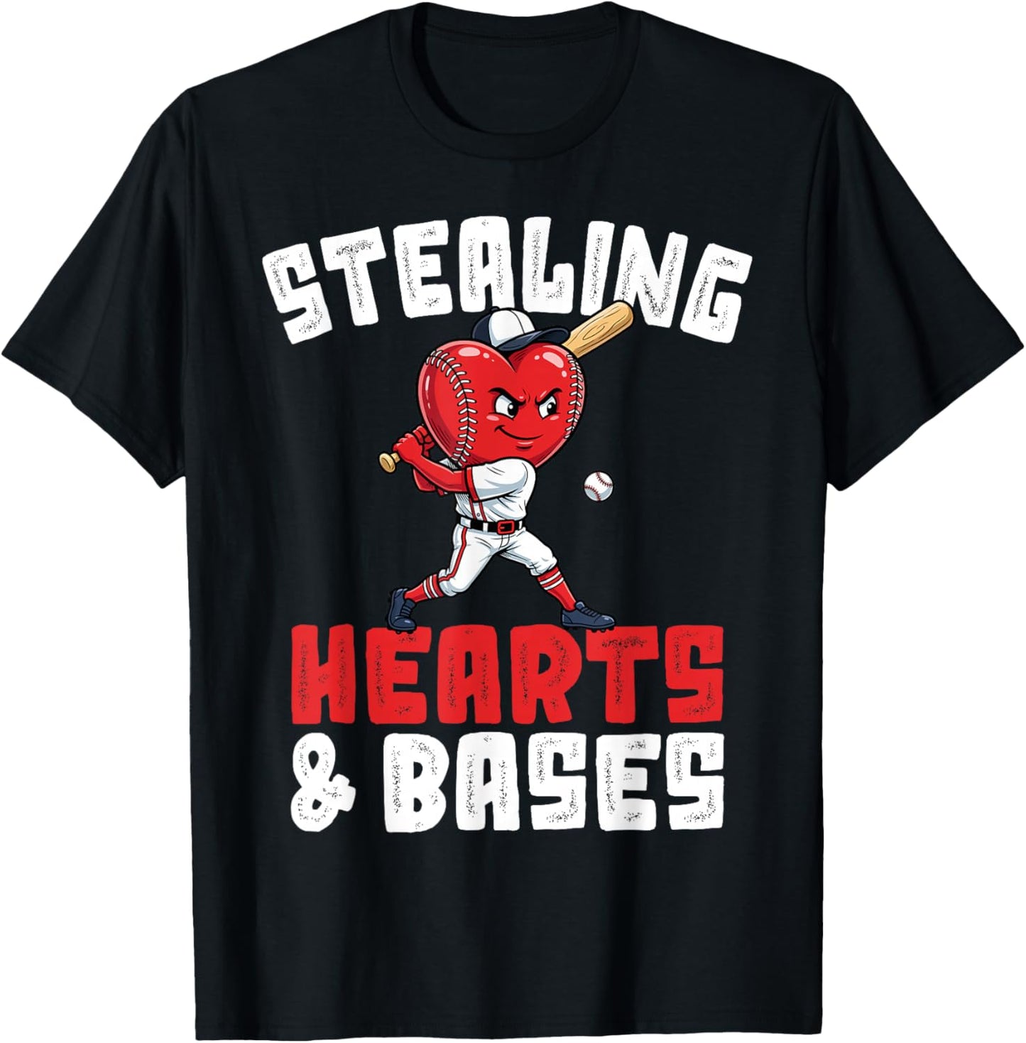 Boys Baseball Valentines Shirt Sterling Hearts Baseball T-Shirt - T-Shirt | Black