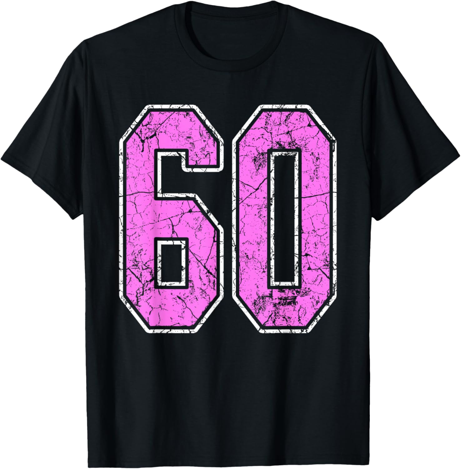 Grunge Pink and Pink Number 60 Jersey Player Uniform #60 T-Shirt - T-Shirt | Black