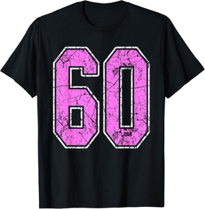 Grunge Pink and Pink Number 60 Jersey Player Uniform #60 T-Shirt - T-Shirt | Black