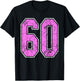 Grunge Pink and Pink Number 60 Jersey Player Uniform #60 T-Shirt - T-Shirt | Black