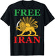 Free Iran T Iranian Flag Lion (on Back) T-Shirt - T-Shirt | Black