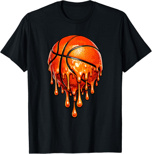 Dripping Basketball Graphic Basketball Lovers Men Boys T-Shirt - T-Shirt | Black