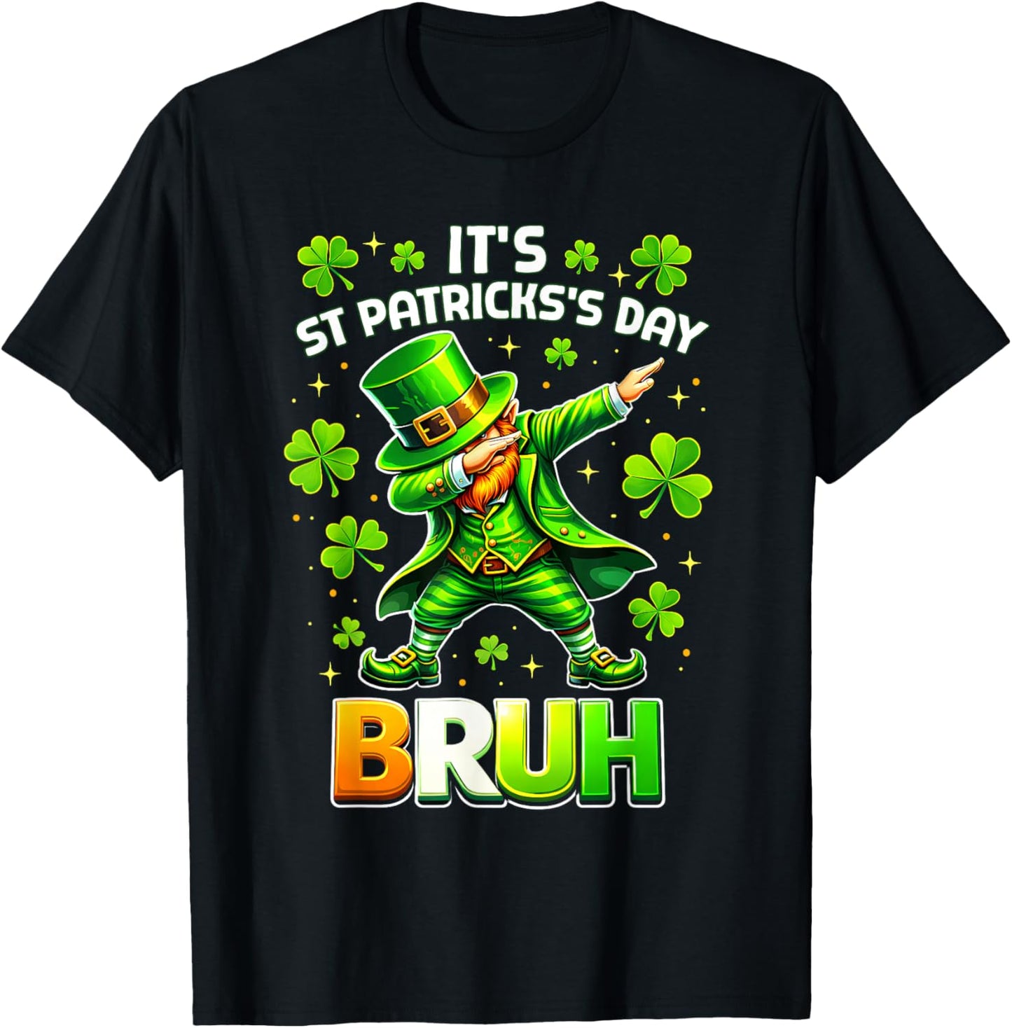 Bruh St Patricks Day Boys Teen Kid Saint Patricks Leprechaun T-Shirt - T-Shirt | Black