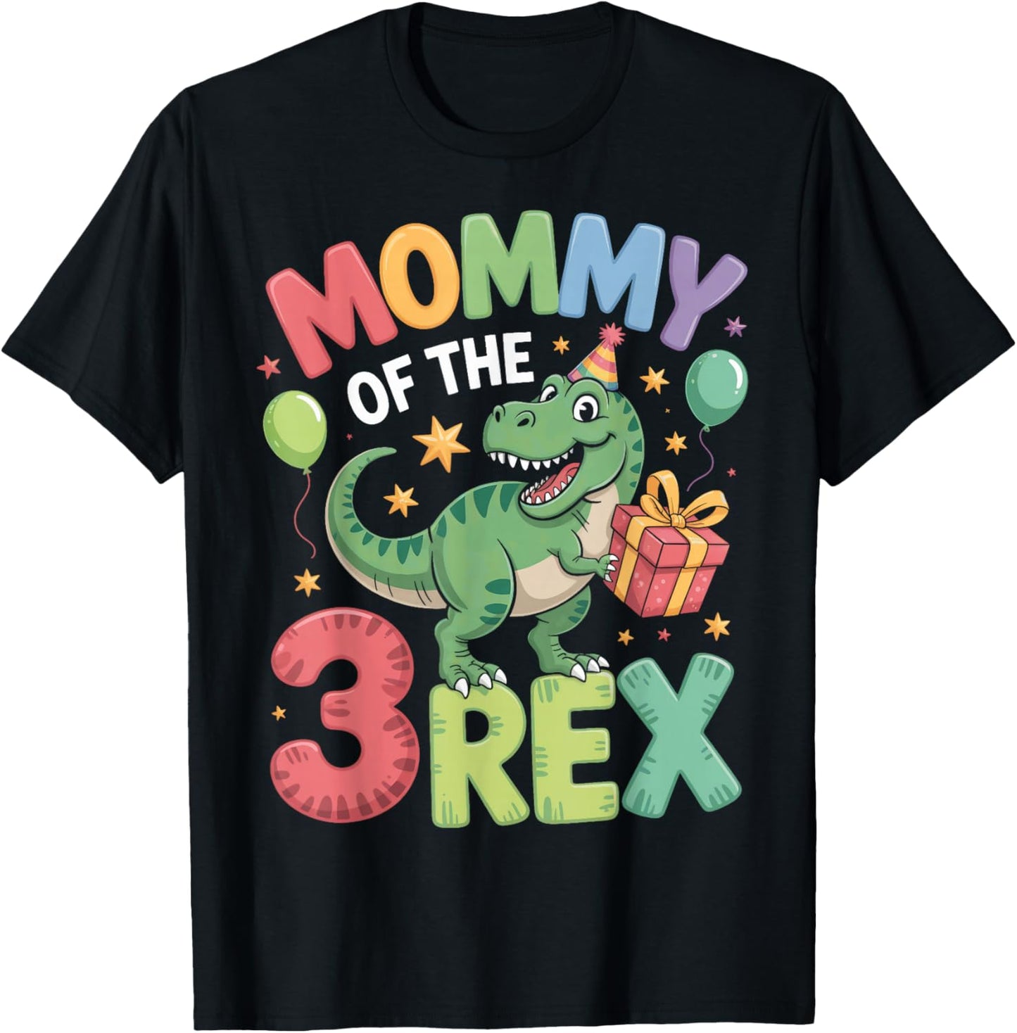 3Rex Party Dinosaur Theme for Moms Mommy of The 3Rex T-Shirt - T-Shirt | Black