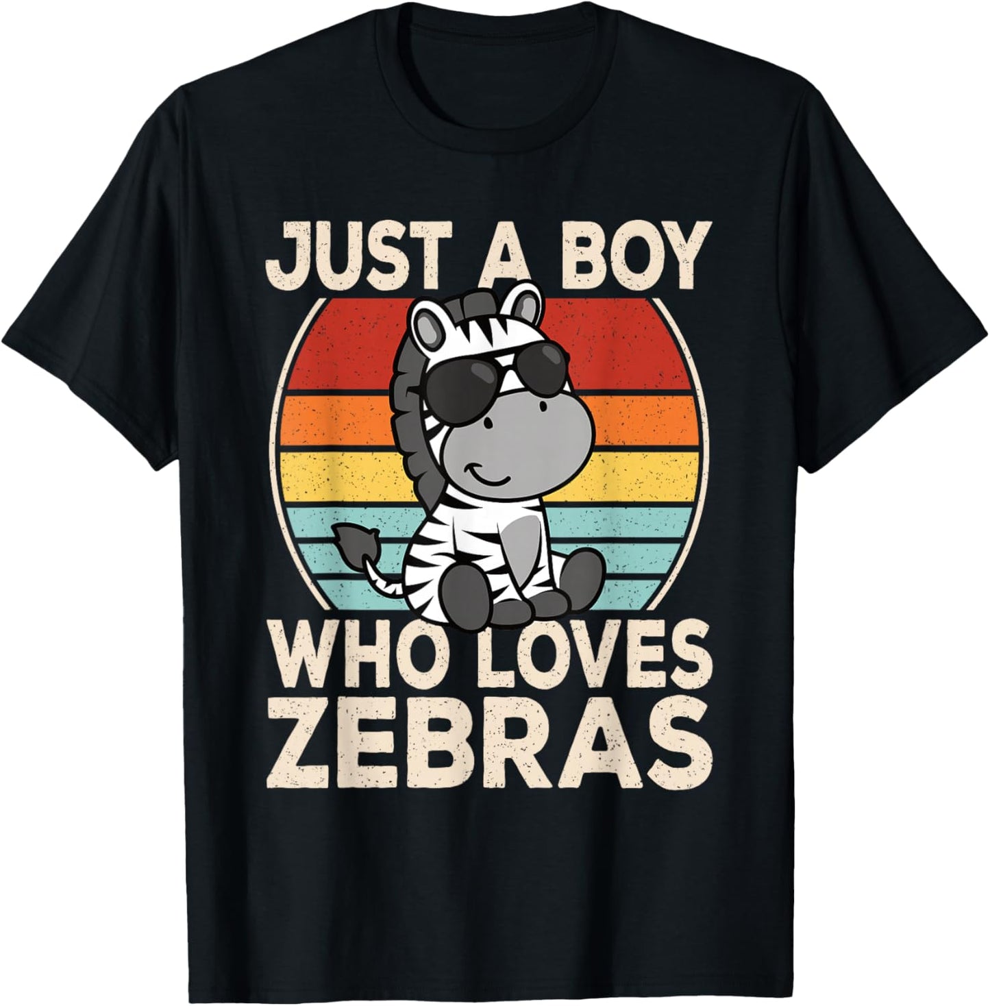 Just A Boy Who Loves Zebras Zebra Lover Boys Kids T-Shirt - T-Shirt | Black