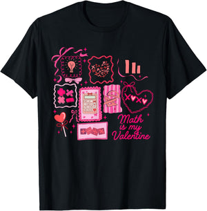 Pink Stamp Math is My Valentine Mathletics Algebra Teacher T-Shirt - T-Shirt | Black