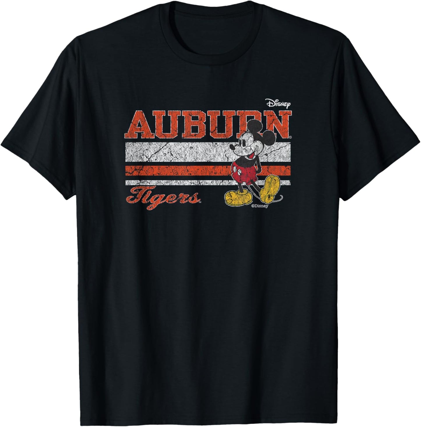 Auburn Tigers Mickey Mouse Vintage Navy Officially Licensed T-Shirt - T-Shirt | Black