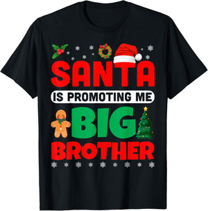 Santa is Promoting Me to Big Brother Merry Christmas Pajamas T-Shirt - T-Shirt | Black
