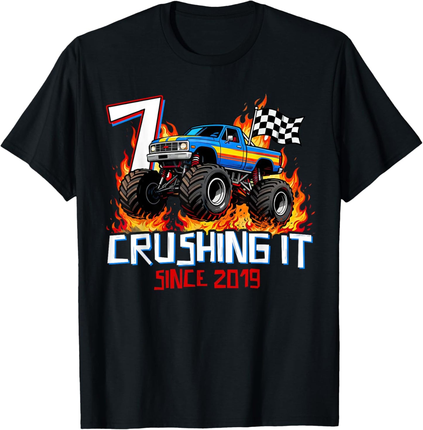 Crushing It Since 2019 Seven 7th Birthday Boys 7 Years Old T-Shirt - T-Shirt | Black