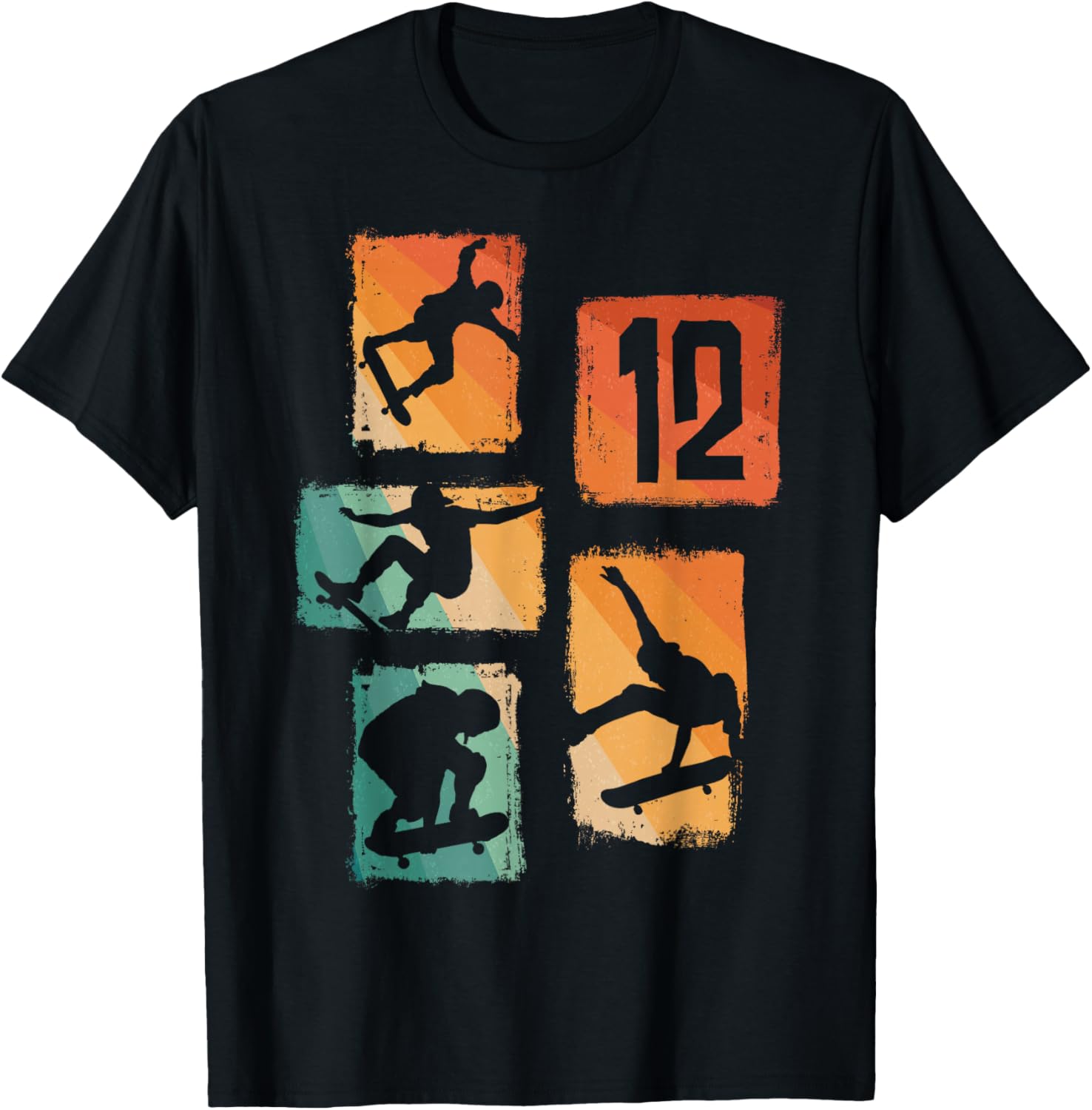 12th Birthday Skateboard Skateboarder Skater 12 Year Old Boy T-Shirt - T-Shirt | Black