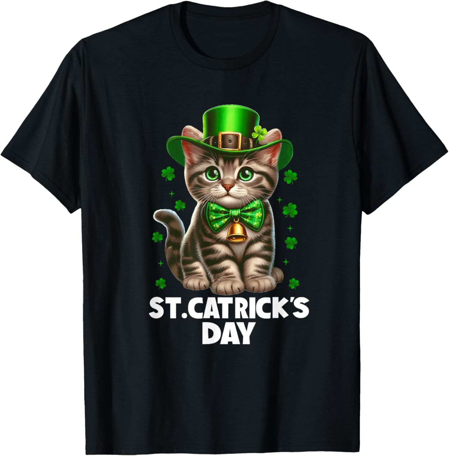 St Patricks Catricks Day Cats Saint Pattys Women Girls Kids T-Shirt - T-Shirt | Black