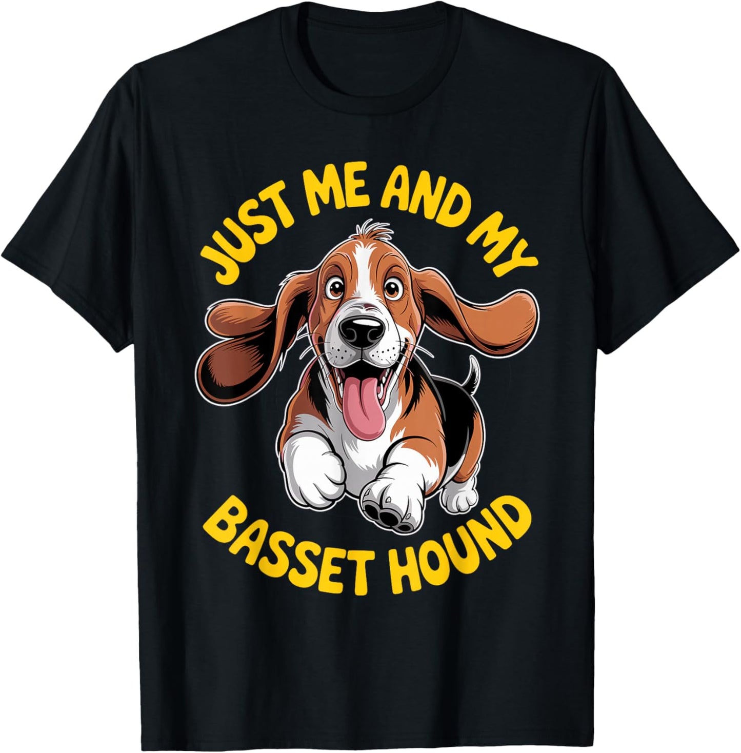 Cartoon Pet Dog Breed Pup Funny Just me and My Basset Hound T-Shirt - T-Shirt | Black