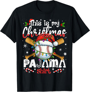 This is My Christmas Pajama Shirt Baseball Xmas PJs Boys Men T-Shirt - T-Shirt | Black