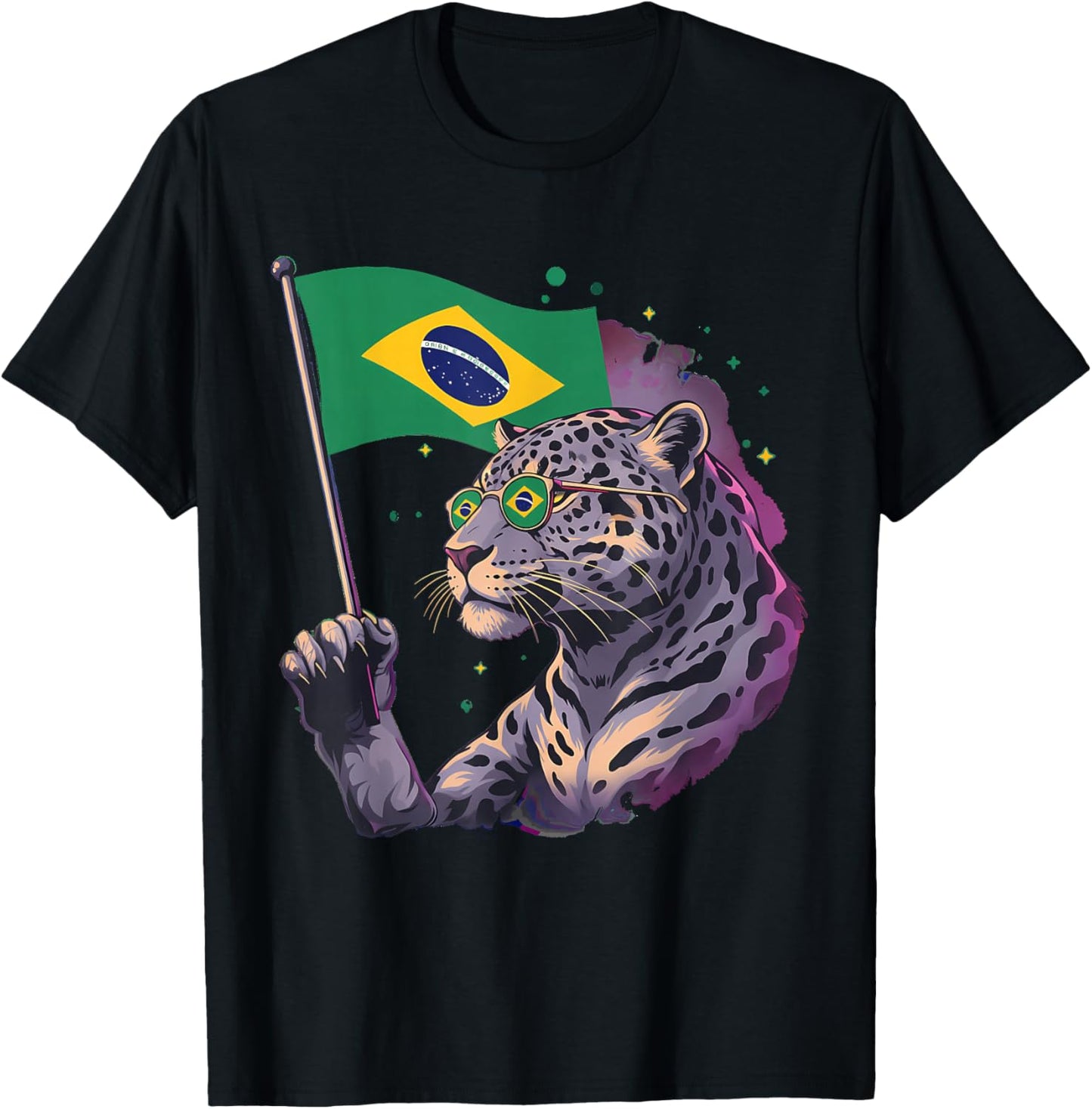 Brazil Flag Leopard Brazilian Roots Brasilian Pride Brasil T-Shirt - T-Shirt | Black