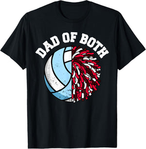 Dad of Both Volleyball Cheer Dad Funny Sports Dad T-Shirt - T-Shirt | Black