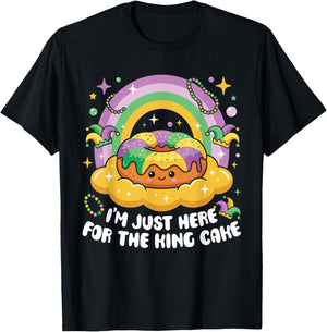 I'm Just Here for The King Cake Mardi Gras Kawaii Kids T-Shirt - T-Shirt | Black