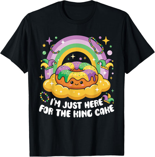 I'm Just Here for The King Cake Mardi Gras Kawaii Kids T-Shirt - T-Shirt | Black