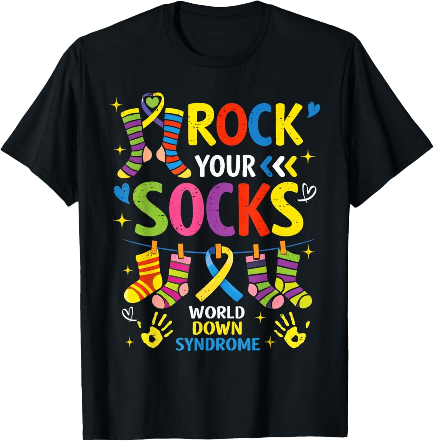 Rock Your Socks World Down Syndrome Support Men Women Kid T-Shirt - T-Shirt | Black
