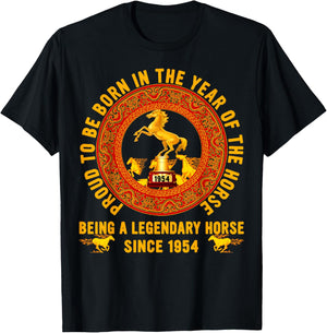 Legendary Since 1954 Proud to Be Born in The Year of Horse T-Shirt - T-Shirt | Black