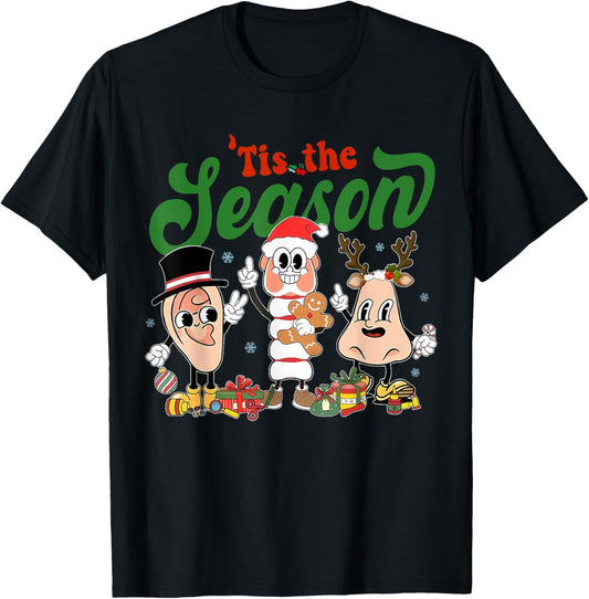 Tis The Season ENT Nurse Crew Christmas Audiology Ear Dr T-Shirt - T-Shirt | Black