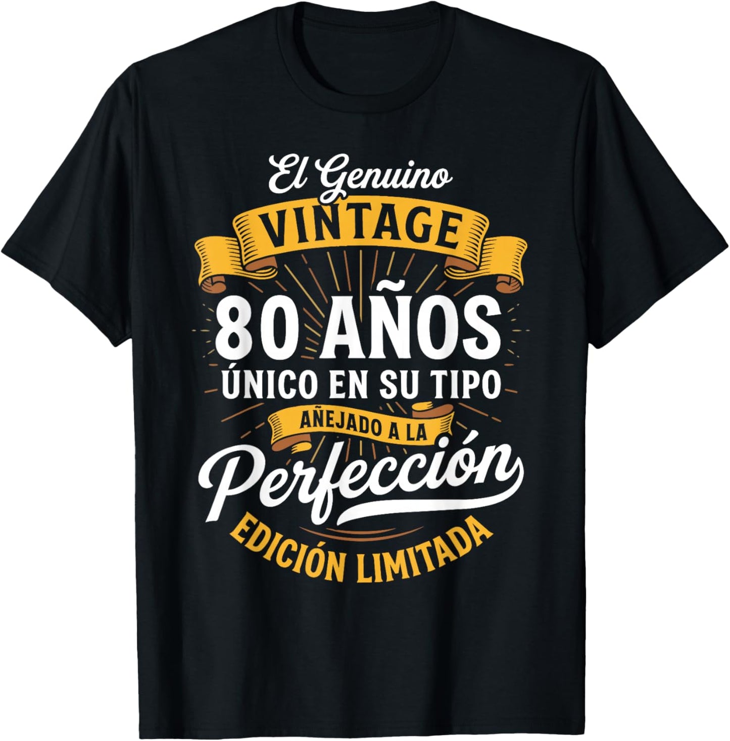 Vintage 80th Birthday Men Funny 80 Birthday Spanish T-Shirt - T-Shirt | Black
