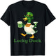 Funny Lucky Duck St Patricks Day Irish Shamrock Men Women T-Shirt - T-Shirt | Black
