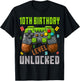 10th Birthday Boy Level 10 Unlocked Birthday Boy 10 Years T-Shirt - T-Shirt | Black