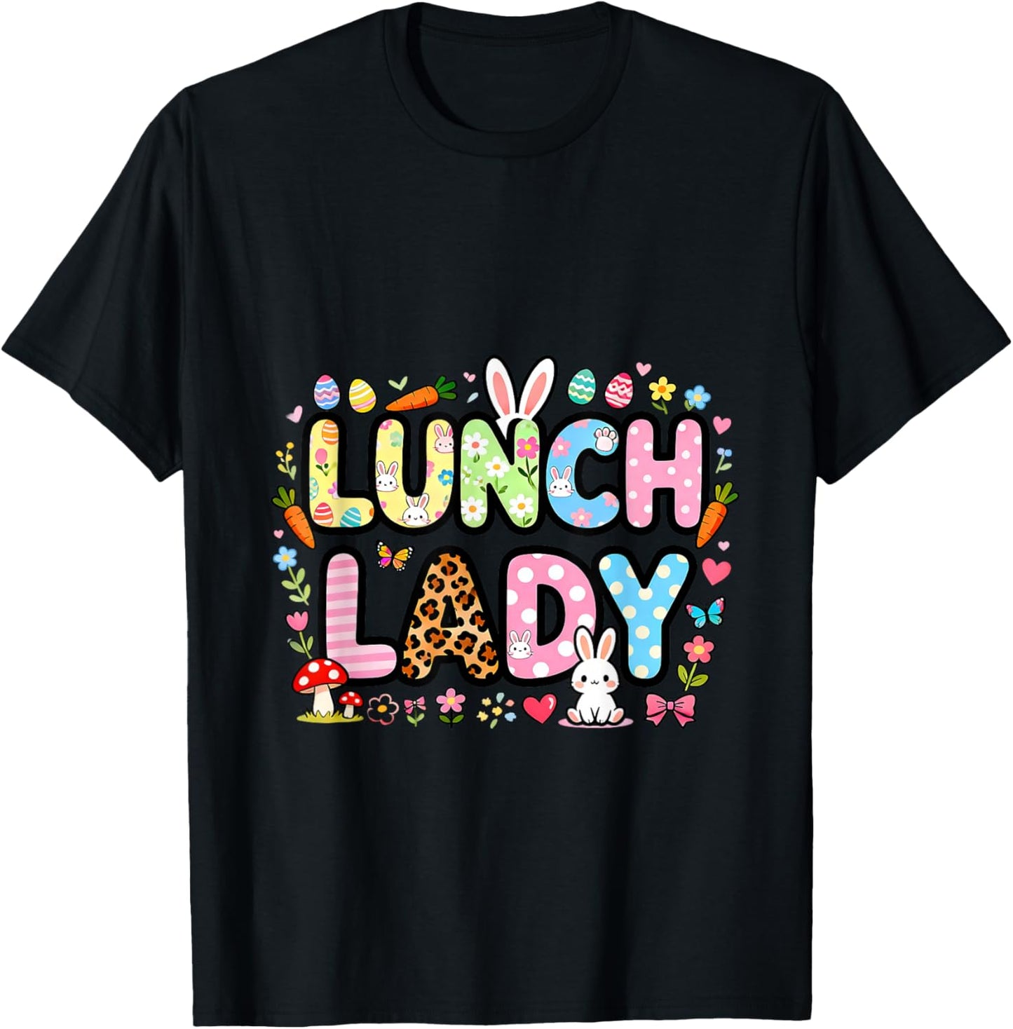Easter Day Lunch Lady Crew Funny Bunny T-Shirt - T-Shirt | Black