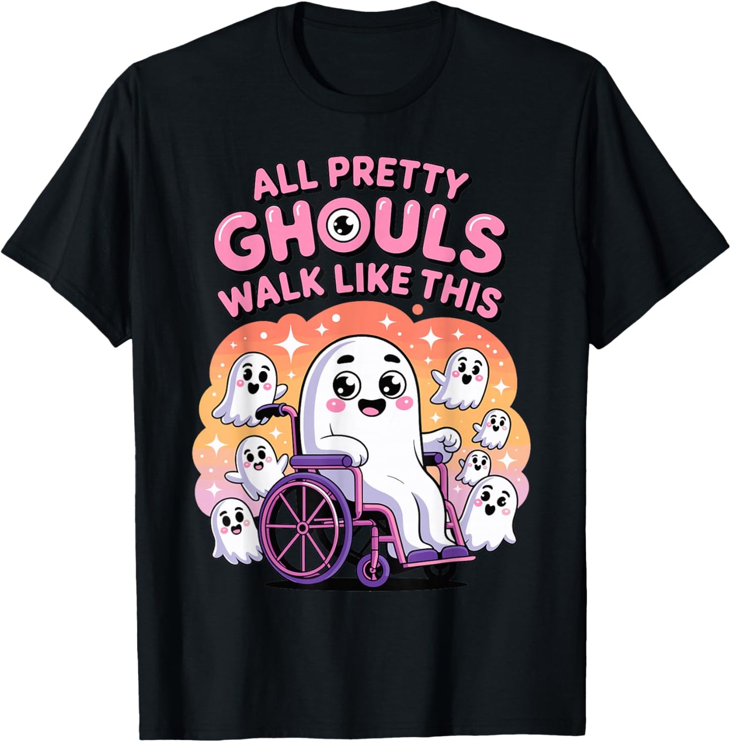 Halloween Wheelchair Costume Handicap Joke Ghouls Walk Like T-Shirt - T-Shirt | Black