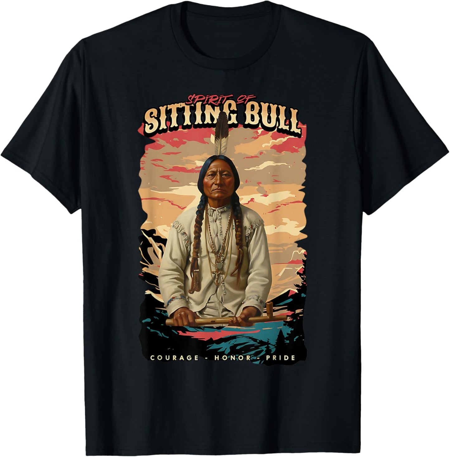 Sitting Bull Native American Chief Lakota Sioux Indians T-Shirt - T-Shirt | Black