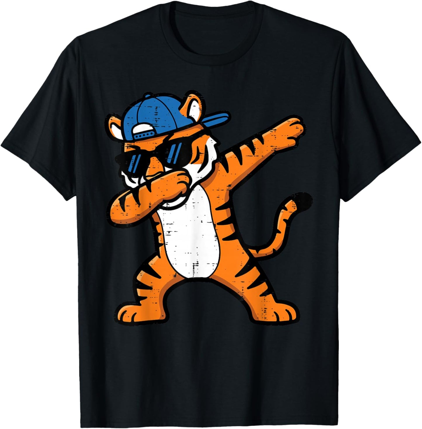 Dabbing Tiger Cap Funny Girls Boys Youth Teen Kids Men T-Shirt - T-Shirt | Black