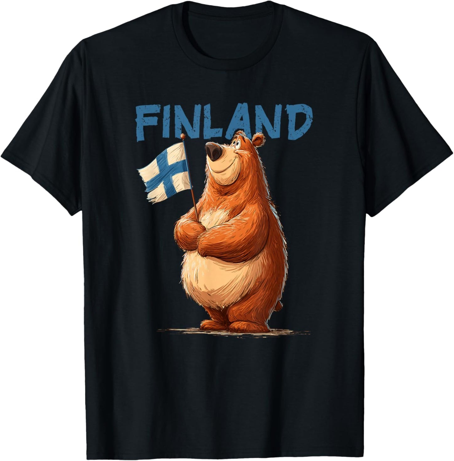 Cute Finland Bear with Finnish Flag Costume T-Shirt - T-Shirt | Black
