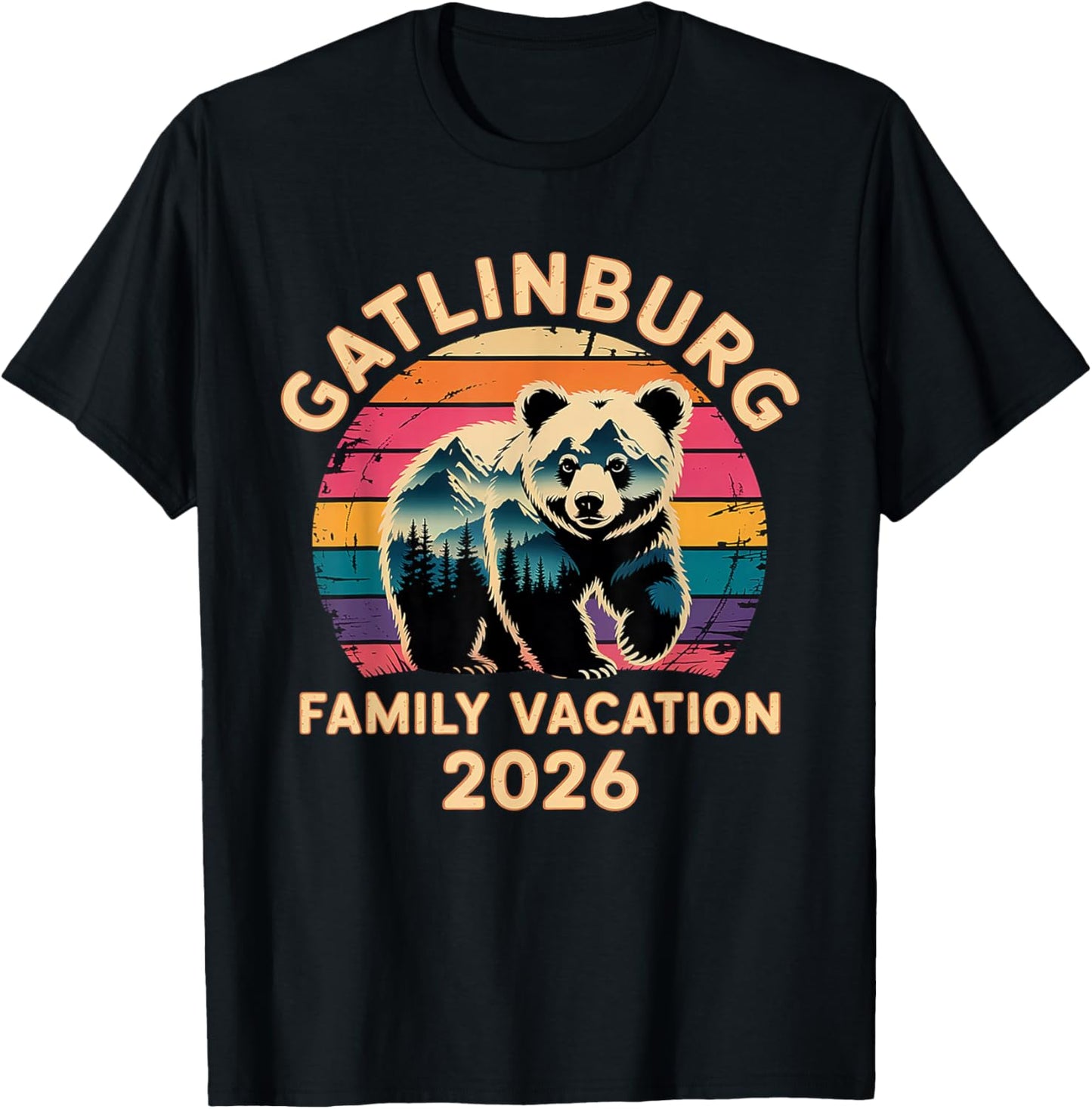 Baby Bear Souvenir Family Vacation Tennessee Gatlinburg 2026 T-Shirt - T-Shirt | Black