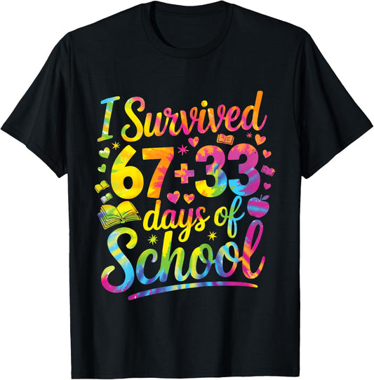 Kids 100th Day of School I Survived 67 Days of School Teacher T-Shirt - T-Shirt | Black
