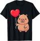 Cute Valentine's Day Capybara Holding Heart Balloon Kawaii T-Shirt - T-Shirt | Black