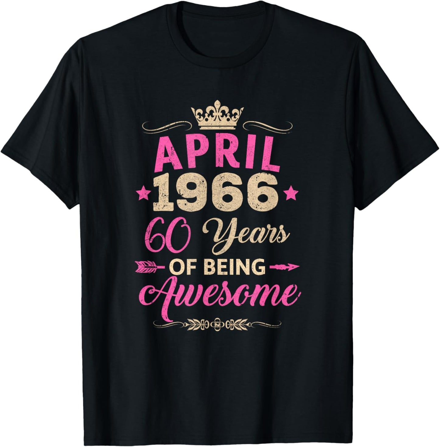 April 1966 60 Years of Being Awesome Retro 60Th Birthday T-Shirt - T-Shirt | Black