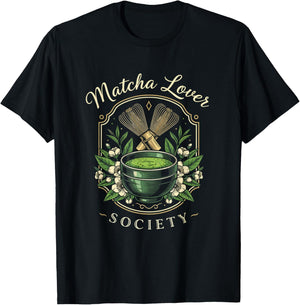 Matcha Lover Society Elegant Tea Aesthetic Zen Art T-Shirt - T-Shirt | Black